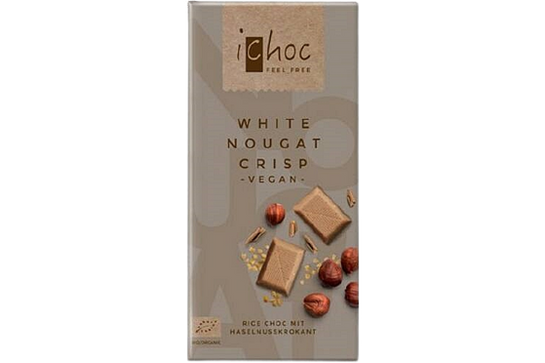 Ichoc Bio Vegán Fehércsokoládé Nugátos 80g