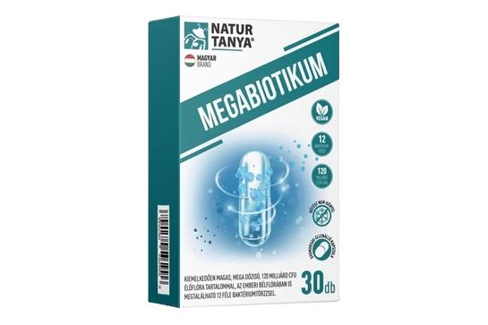 Natur Tanya® Megabiotikum 12 féle baktériumtörzs 120 milliárd CFU élőflóra tartalom 30db