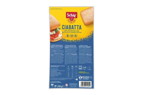 Schär Gluténmentes Ciabatta Zsemle Elősütött Magvas 4x50g 200g