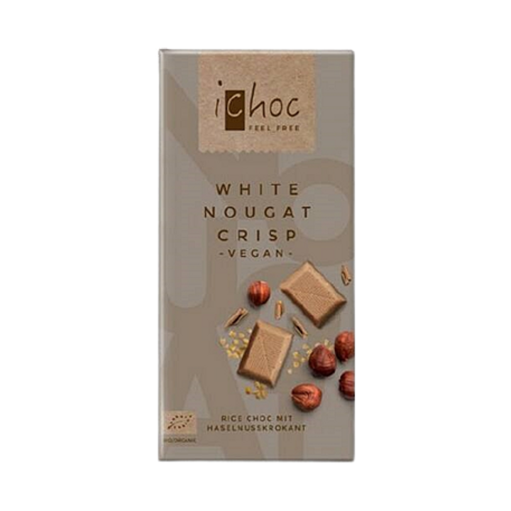 Ichoc Bio Vegán Fehércsokoládé Nugátos 80g