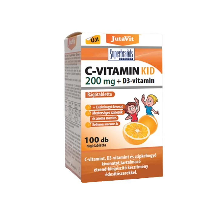 JutaVit C-vitamin 200mg+D3 Rágótabletta 100db