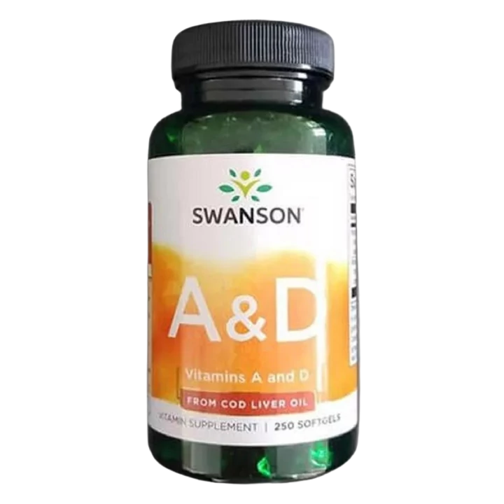 Swanson A&amp;D Vitamin Halolajból A-5000NE + D-400NE Kapszula 250db